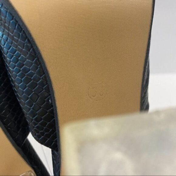 Women Peep Toe Fashion Block Heels Slipper Faux Leather Shoes Pump Slip On Shoes - Picture 7 of 8